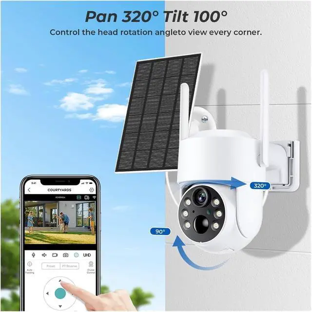 Alt view image 3 of 6 - WiFi PTZ Camera Outdoor Solar IP Camera 4MP HD Built-in Battery Video Surveillance Camera Long Time Standby ICsee APP(4MP No SD Card)