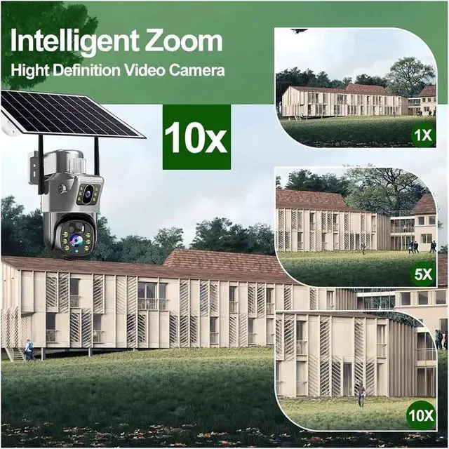 Alt view image 4 of 6 - V380 Pro WiFi Solar Camera 4G Dual Lenses Outdoor 8MP Low Power Battery IP Camera PIR Night Vision 4K CCTV Security Protection(4G Cam 64GB Card)