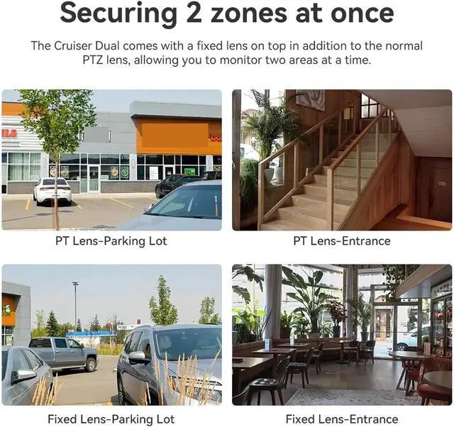 Alt view image 6 of 7 - Dual Lens Outdoor Camera PT Camera Home Security IP Camera AI Human & Vehicle Detection Surveillance Camera 10 MP(US Plug_Cruiser Dual 10MP)