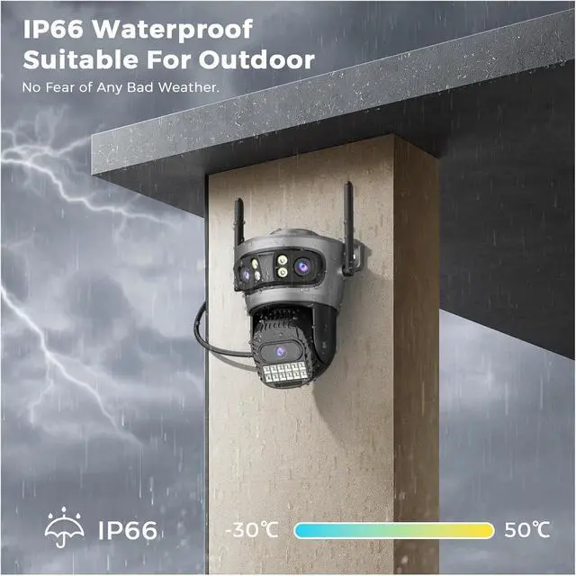 Alt view image 5 of 7 - 15MP WiFi Outdoor Camera Auto Tracking Multi Screens 5X Digital Zoom PTZ Security CCTV Surveillance(UK Plug,15MP with 32G Card)