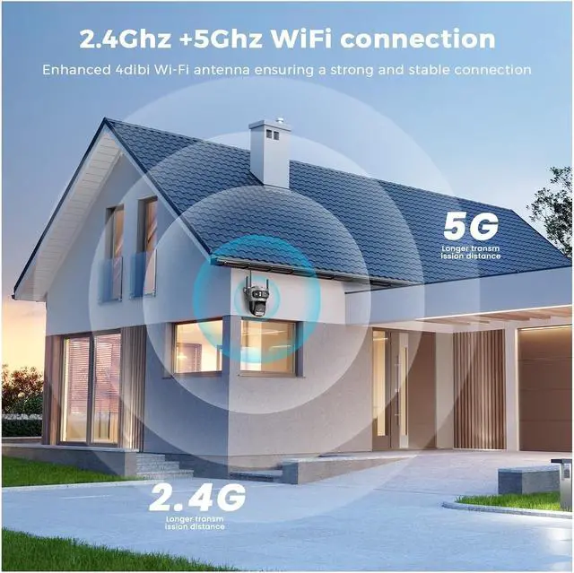 Alt view image 7 of 7 - 15MP WiFi Outdoor Camera Auto Tracking Multi Screens 5X Digital Zoom PTZ Security CCTV Surveillance(UK Plug,15MP with 32G Card)