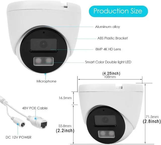 Alt view image 3 of 7 - Fydun 4MP PTZ Dome Camera, PIR Motion Detection 2 Way, Talk Security Camera IP67 Water Proof, Replacement for Indoor Outdoor Security
