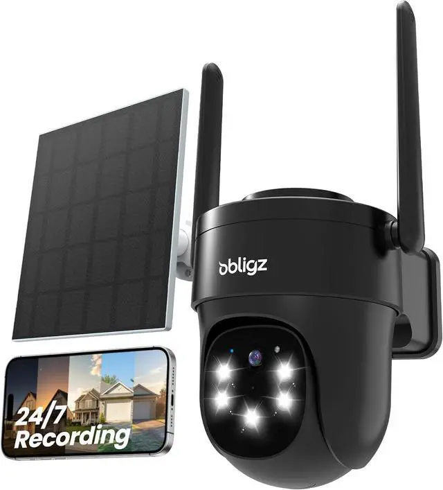 Alt view image 2 of 7 - Security Cameras Wireless Outdoor with 6W Solar Panel,24/7 Continuous Recording Cameras for Home Security, WiFi 6,Auto Tracking,2k Color Night Vision with 360°PTZ(4 Pack)