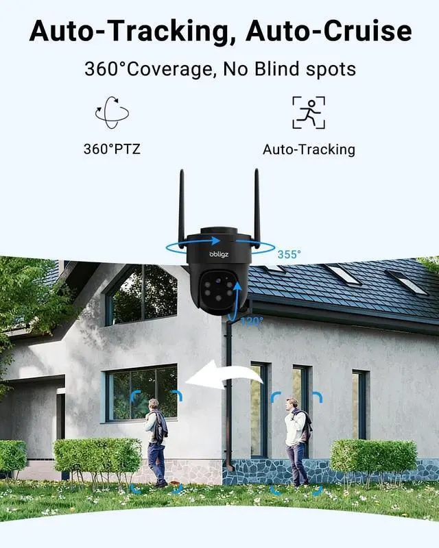 Alt view image 5 of 7 - Solar Camera Security Outdoor - AOV 24/7 Recording Security Cameras Wireless Outdoor with 360° View, Human Auto Tracking (128G SD Card Included)