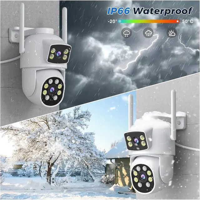 Alt view image 5 of 6 - 10MP IP Camera WiFi Dual Lens Outdoor Auto Tracking Night Vision 5G HZ WiFi CCTV Surveillance Camera Security Protection(US Plug,10MP NO SD Card)