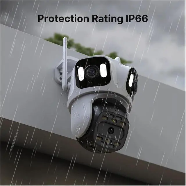 Alt view image 7 of 7 - Three Lens Three Screen IP Camera WiFi External Triple Lens Auto Track Security PTZ HD Camera ICsee Video Surveillance(US Plug)