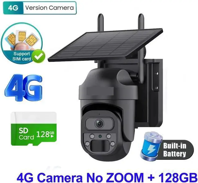 Alt view image 2 of 7 - 15X Zoom Solar Camera 4G 12MP Three Lens 360° View 5W Solar Panel Security Outdoor PTZ IP Camera 7800mAh Battery(Green)