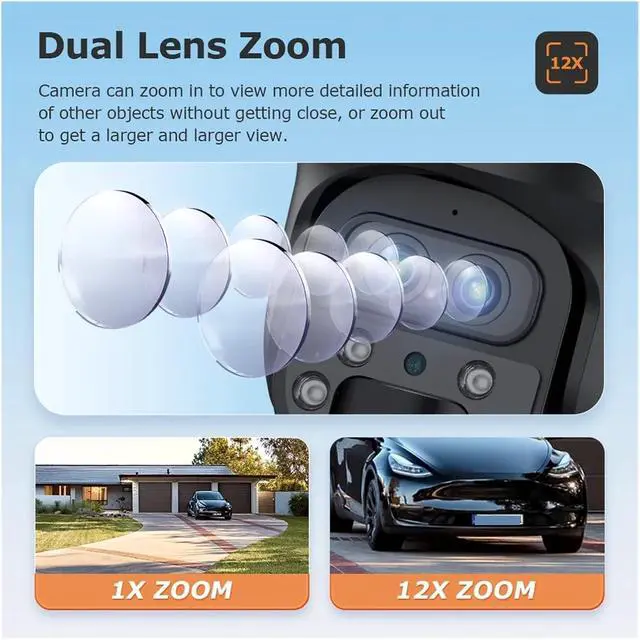 Alt view image 4 of 7 - 15X Zoom Solar Camera 4G 12MP Three Lens 360° View 5W Solar Panel Security Outdoor PTZ IP Camera 7800mAh Battery(Green)