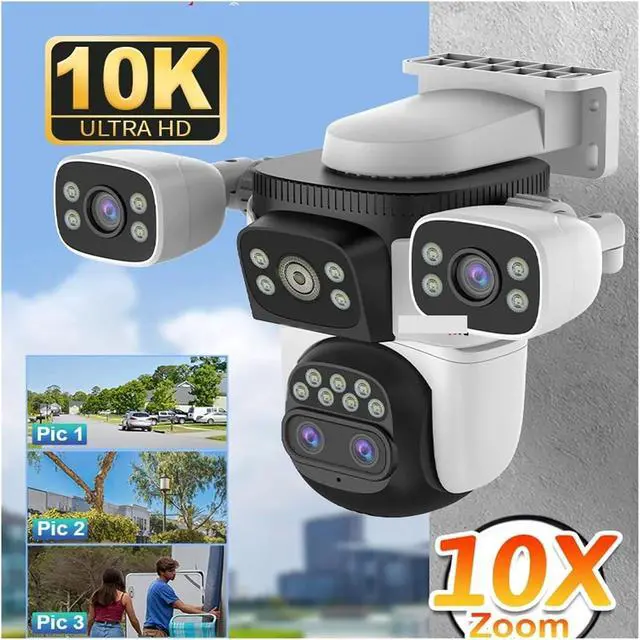 Alt view image 2 of 7 - 35MP Three Screens WiFi Security Camera Outdoor PTZ 10X Optical Zoom Cameras Auto Tracking CCTV Camera Surveillance(AU Plug,3 Screens Cam Only)