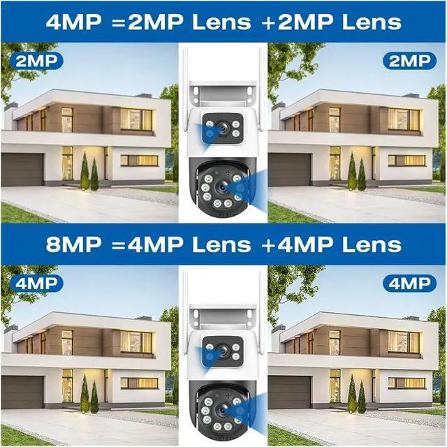 Alt view image 5 of 6 - 4K 8MP WiFi Surveillance Camera, Dual Lens, 4X Digital Zoom, AI Human Detect, Outdoor Security PTZ IP Cameras(EU Plug,4MP ADD 32G)