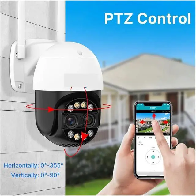 Alt view image 4 of 6 - 4K 8MP Dual Lens PTZ WiFi IP Camera 8X Zoom Outdoor HD Full Color Night Vision Human Detection Video Surveillance Cameras