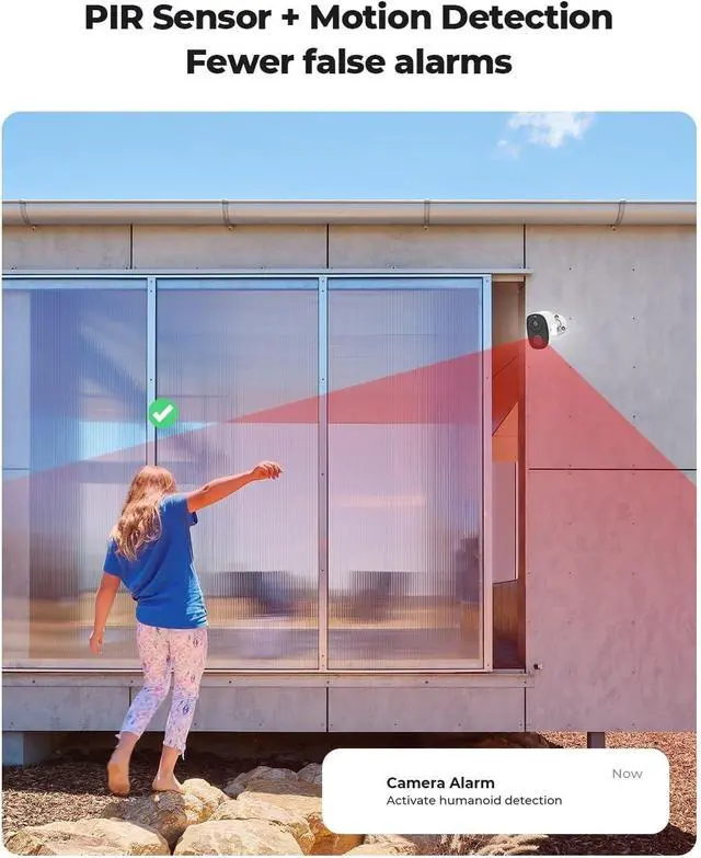 Alt view image 3 of 7 - PIR Battery Powered Camera Outdoor, 2K 3MP WiFi Security Camera with Spotlight Siren, 2-Way Audio, Waterproof(Battery Camera)