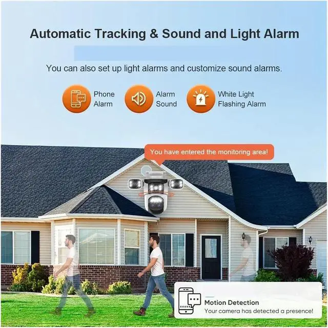 Alt view image 5 of 7 - 20MP 10X Zoom Three Screens WiFi IP Camera Outdoor 10K Four Lens PTZ Human Auto Tracking Surveillance Cameras(EU Plug,10K 10xZoom Add 256G)