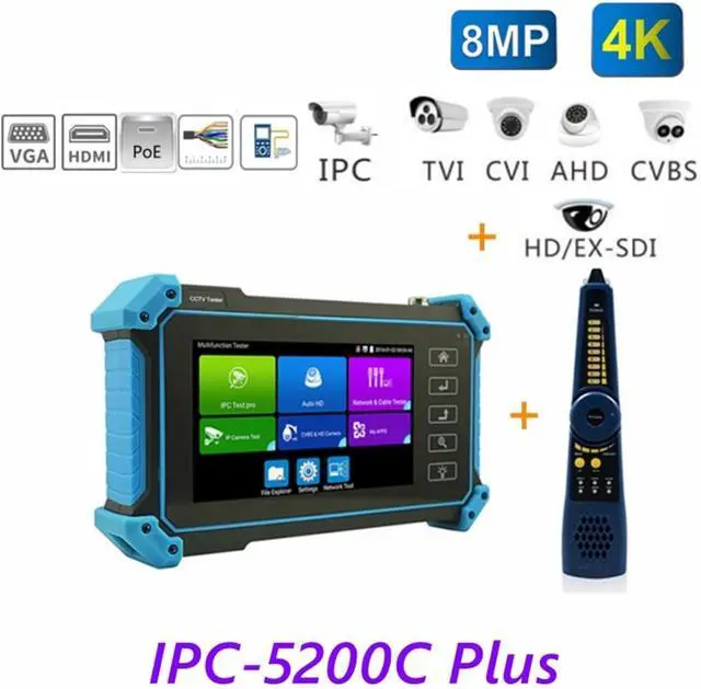 Alt view image 2 of 7 - CCTV Tester IP CCTV Tester Camera AHD CVI TVI SDI 5 Inch Touch 4K VGA Input Security Poe IPC Cftv Mini Portable Monitor Support IP Camera(IPC-5200C Plus)