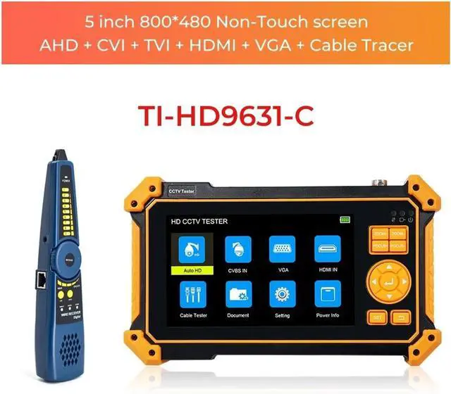 Alt view image 2 of 6 - CCTV Tester, 5in CCTV Tester 8MP AHD CVI TVI SDI Video Surveillance Camera Monitor 4K Cftv with VGA Input Cable Tracker(TI-HD9631C)