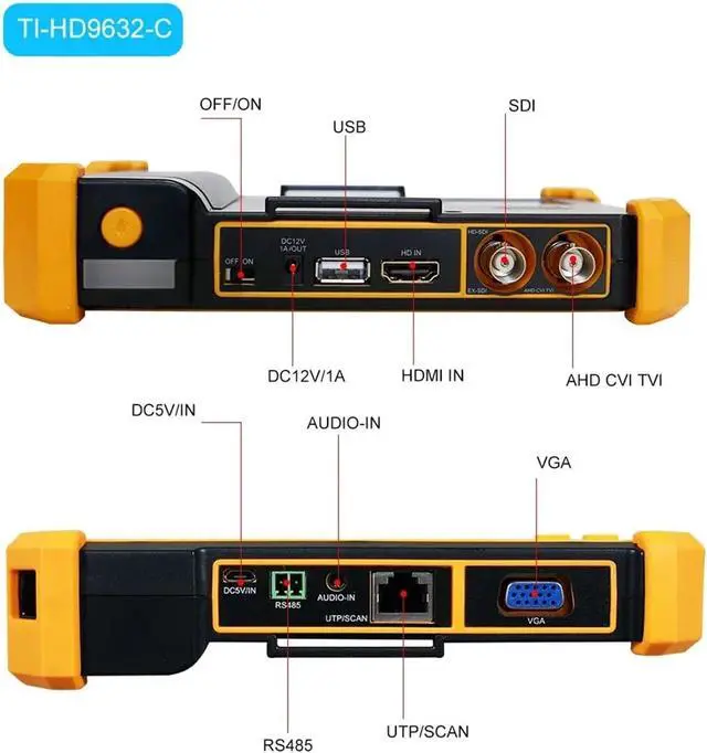 Alt view image 4 of 6 - CCTV Tester 5in CCTV Tester 8MP AHD CVI TVI SDI Video Surveillance Camera Monitor 4K Cftv with VGA Input Cable Tracker Support IP Camera(TI-HD9632S)
