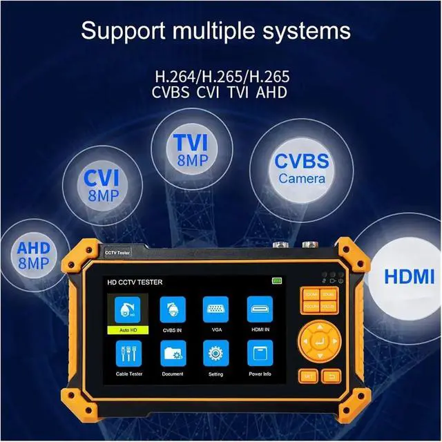 Alt view image 3 of 6 - CCTV Tester 5in CCTV Tester 8MP AHD CVI TVI SDI Video Surveillance Camera Monitor 4K Cftv with VGA Input Cable Tracker Support IP Camera(TI-HD9632S)