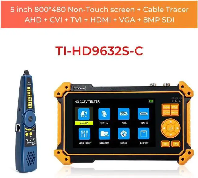 Alt view image 2 of 7 - CCTV Tester, 5inch CCTV Tester 8MP SDI AHD CVI TVI Video Surveillance Camera Monitor 4K Cftv with VGA RS485 UTP Cable Tracker(TI-HD9632S-C)