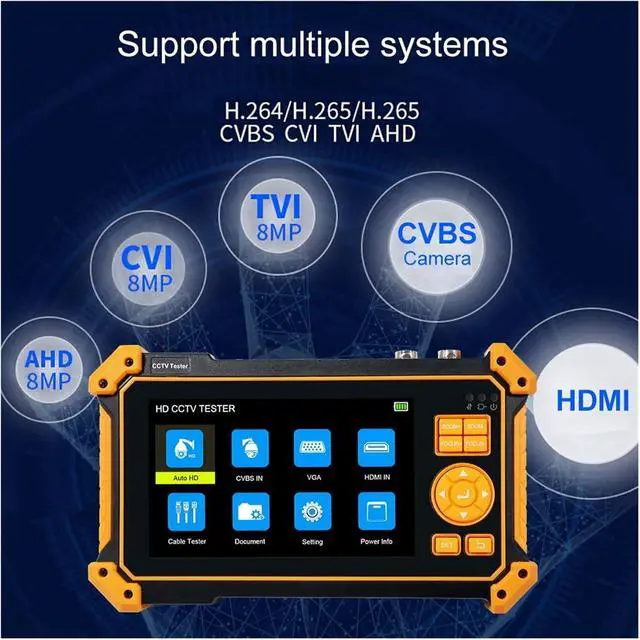Alt view image 3 of 7 - CCTV Tester, 5inch CCTV Tester 8MP SDI AHD CVI TVI Video Surveillance Camera Monitor 4K Cftv with VGA RS485 UTP Cable Tracker(TI-HD9632S-C)