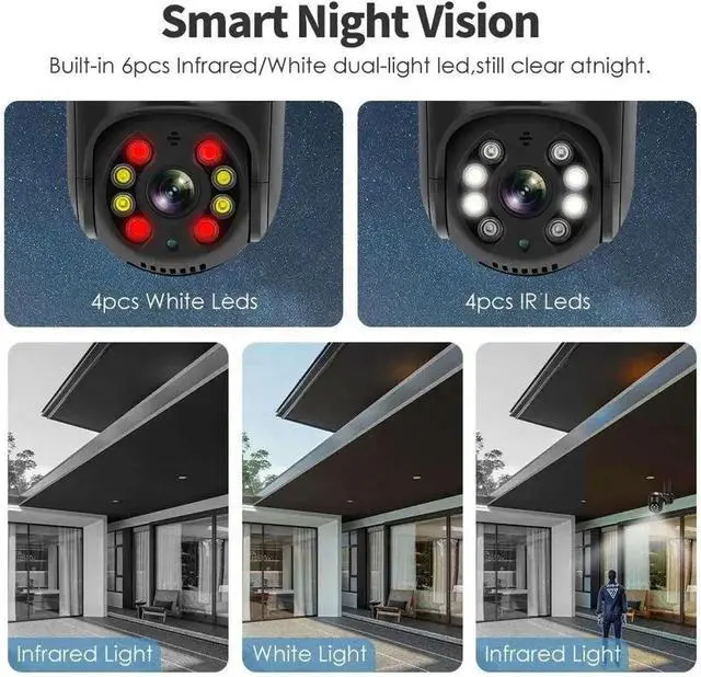 Alt view image 2 of 6 - 4K 8MP PTZ WiFi IP Camera Outdoor 4X Digital Zoom AI Human Detect Wireless Camera H.265 P2P Audio 1080P 5MP Security CCTV Camera(5mp EU Plug no Card)