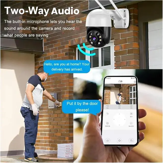 Alt view image 3 of 6 - 4K 8MP PTZ WiFi IP Camera Outdoor 4X Digital Zoom AI Human Detect Wireless Camera H.265 P2P Audio 1080P 5MP Security CCTV Camera(5mp EU Plug no Card)