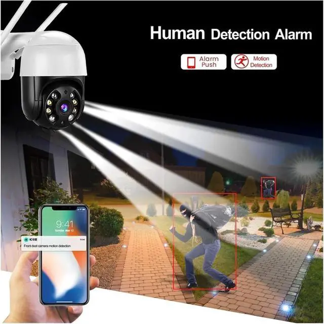 Alt view image 5 of 6 - 4K 8MP PTZ WiFi IP Camera Outdoor 4X Digital Zoom AI Human Detect Wireless Camera H.265 P2P Audio 1080P 5MP Security CCTV Camera(5mp EU Plug no Card)