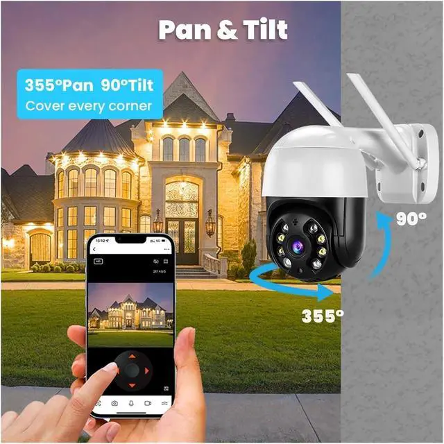 Alt view image 6 of 6 - 4K 8MP PTZ WiFi IP Camera Outdoor 4X Digital Zoom AI Human Detect Wireless Camera H.265 P2P Audio 1080P 5MP Security CCTV Camera(5mp EU Plug no Card)