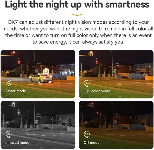 Alt view image 4 of 7 - 3MP Outdoor Camera Colorful Night Vision Wi-Fi IP66 AI Human Detection Camera Surveillance(EU Plug,DK7 3MP Add 64G)