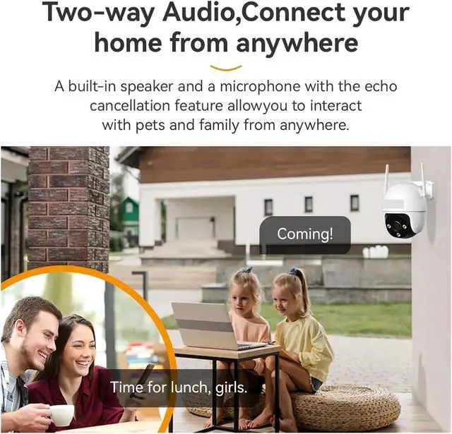 Alt view image 6 of 7 - 3MP Outdoor Camera Colorful Night Vision Wi-Fi IP66 AI Human Detection Camera Surveillance(EU Plug,DK7 3MP Add 64G)