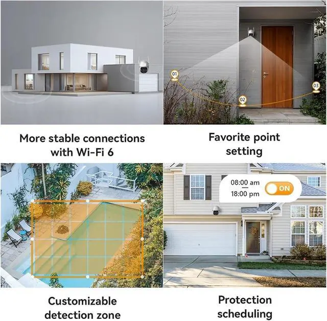 Alt view image 5 of 7 - 3MP Outdoor Camera Colorful Night Vision Wi-Fi IP66 AI Human Detection Camera Surveillance(EU Plug,DK7 3MP Add 64G)