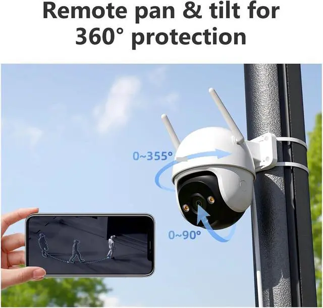 Alt view image 7 of 7 - 3MP Outdoor Camera Colorful Night Vision Wi-Fi IP66 AI Human Detection Camera Surveillance(EU Plug,DK7 3MP Add 64G)