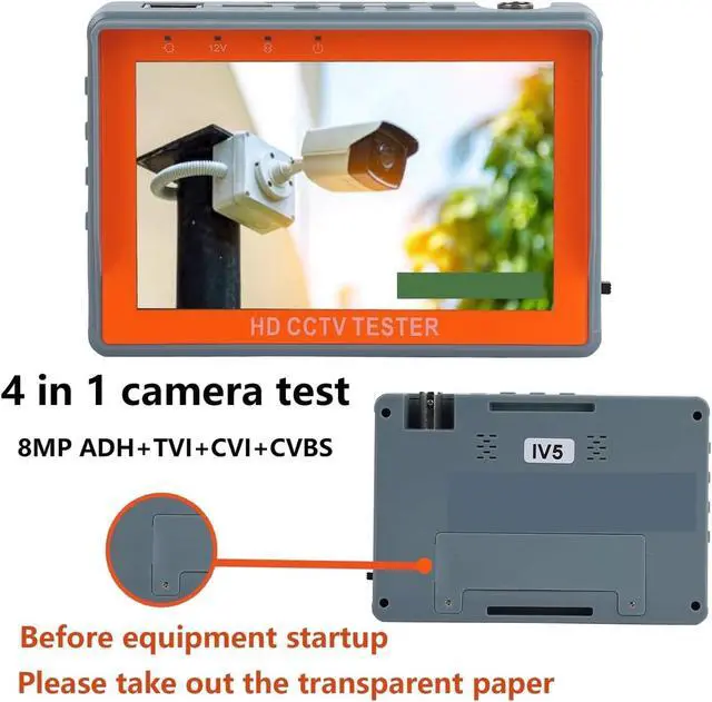 Alt view image 3 of 7 - CCTV Tester, CCTV Tester IV5 8MP 12V1A AHD TVI CVI 5'' Monitor Security PTZ Support PAL/NTSC Video Signal CVBS Testing Portable