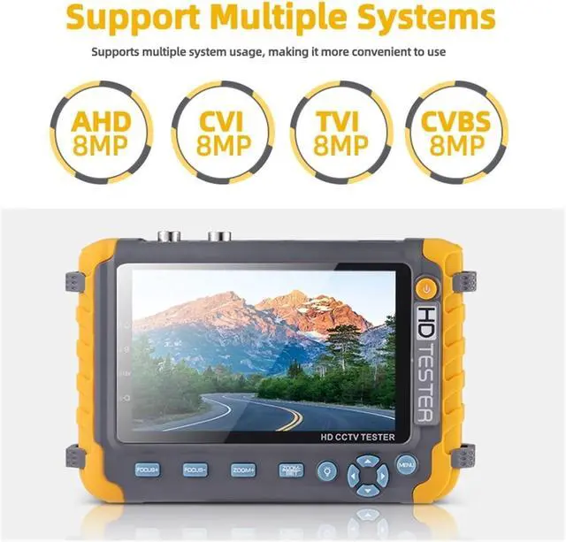 Alt view image 2 of 7 - CCTV Tester, 8MP CCTV Tester Monitor AHD TVI CVI Cameras Surveillance Camera IPTV CCTV