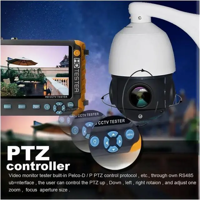 Alt view image 5 of 6 - CCTV Tester, IV8W 5 Inch CCTV Tester Monitor 8MP TVI AHD CVI CVBS Security Camera Support PTZ VGA Input CCTV Ahd(IV5)