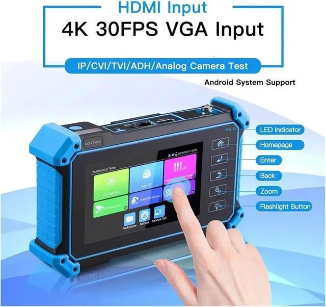 Alt view image 5 of 7 - CCTV Tester, 12MP IPC Tester 8MP/AHD/CVI/TV/SDI CCTV with VGA Input 5.4in Monitor for IP Camera CFTV(IPC-5200C Plus)