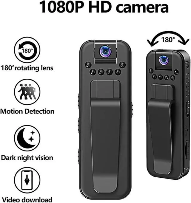 Alt view image 3 of 7 - 1080P HD Mini Camera Portable Small Digital Video Recorder Surveillance Camcorder Night Vision Video Police BodyCam Infrared(No WiFi)
