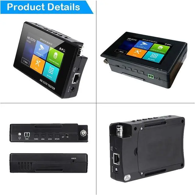 Alt view image 5 of 6 - CCTV Tester, 4 Inch 4K HD IP CCTV Tester Monitor AHD CVBS CVI TVI 8MP Camera Testing PTZ POE 48V Out