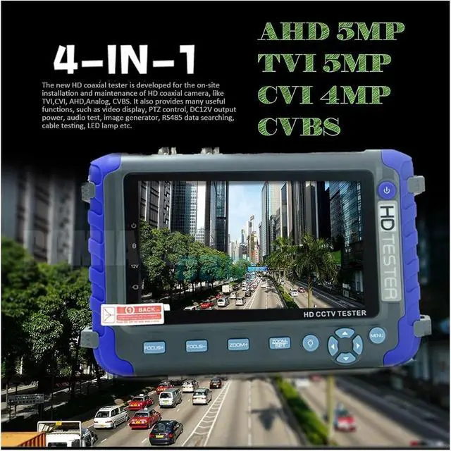 Alt view image 3 of 7 - CCTV Tester, 8MP AHD TVI CVI CVBS IV8C 5" LCD CCTV Tester Monitor Multifunctional Professional Testing Camera Test Tool