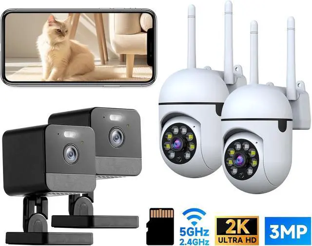 Alt view image 2 of 2 - 2K Ultra HD 3MP Indoor and Outdoor Security Camera Set, 2.4GHz/5GHz WiFi, 4 Pack