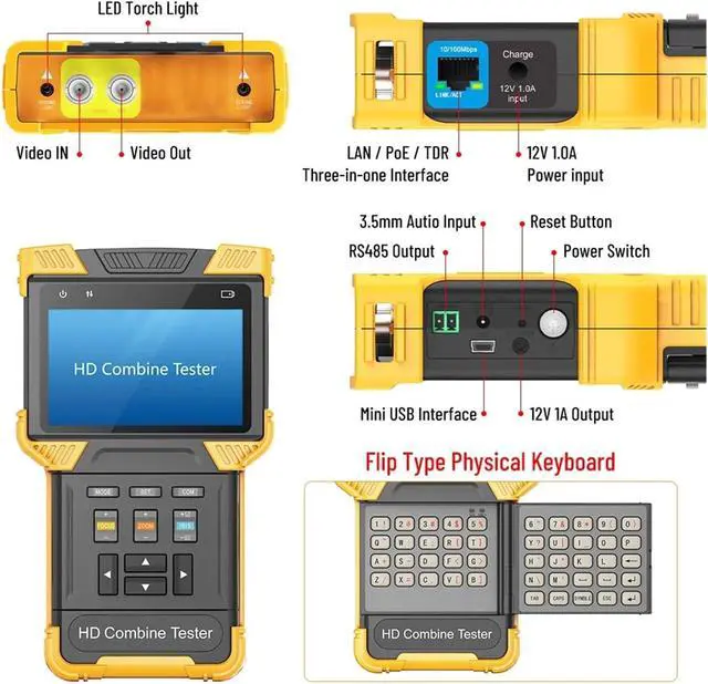 Alt view image 3 of 7 - CCTV Tester CCTV Tester 4k Monitor Video Surveillance HD Analog IP Camera Portable POE TDR for Cftv IPC Support IP Camera(TI-N871)