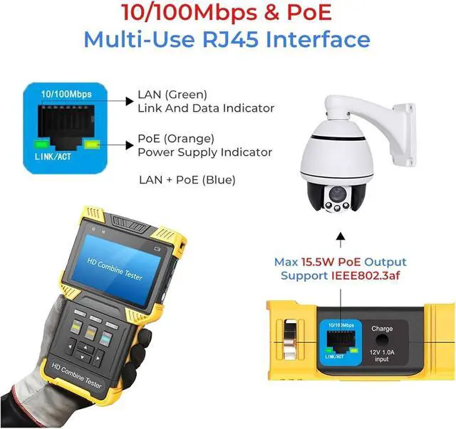 Alt view image 4 of 7 - CCTV Tester CCTV Tester 4k Monitor Video Surveillance HD Analog IP Camera Portable POE TDR for Cftv IPC Support IP Camera(TI-N871)