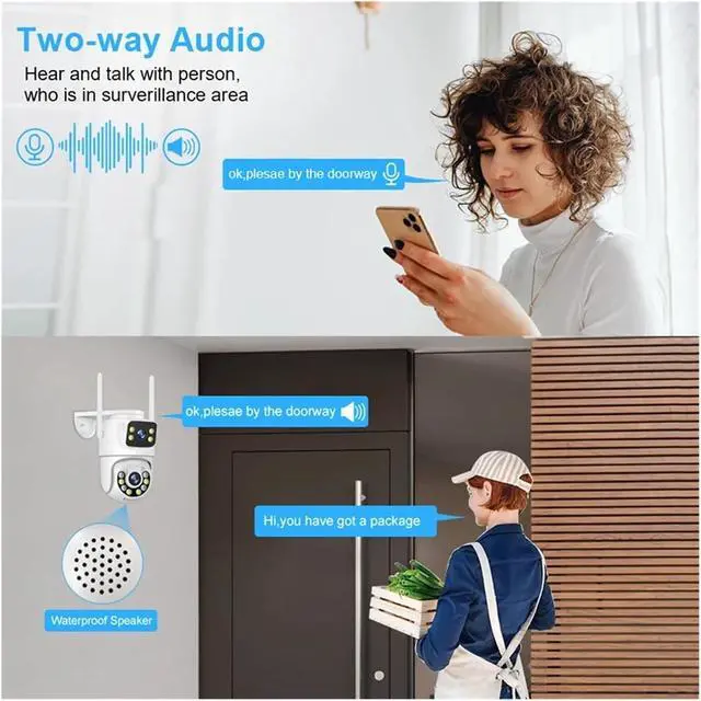 Alt view image 5 of 7 - 6MP PTZ WiFi IP Camera Dual Lens with Dual Screen Two-Way Audio Auto Tracking Security Outdoor CCTV Vedio Surveillance(6MP x Adapter x32G)