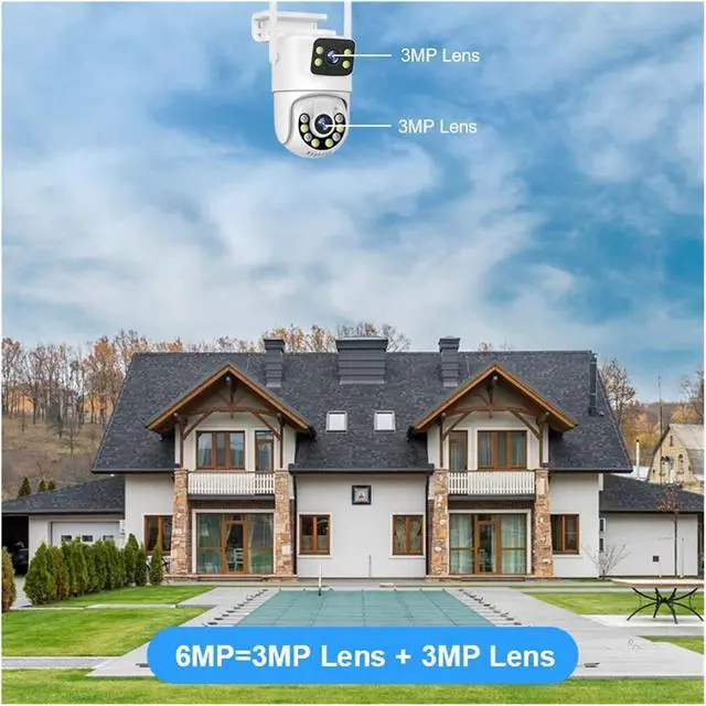 Alt view image 6 of 7 - 6MP PTZ WiFi IP Camera Dual Lens with Dual Screen Two-Way Audio Auto Tracking Security Outdoor CCTV Vedio Surveillance(6MP x Adapter x32G)