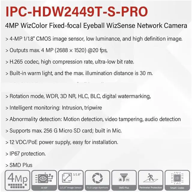 Alt view image 2 of 6 - 4MP 8MP Wizcolor IP Camera 4K HD Night Vision Bright As Day Built in Mic 4K Smart Detection(2.8mm,WIZCOLOR_8MP)