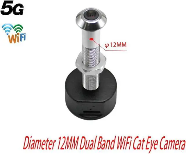 Alt view image 2 of 5 - Diameter 12MM Wide Angle Fisheye Dual Frequency WiFi Cat Eye Remote Monitoring Graffiti Smart Life Home Camera(Black)