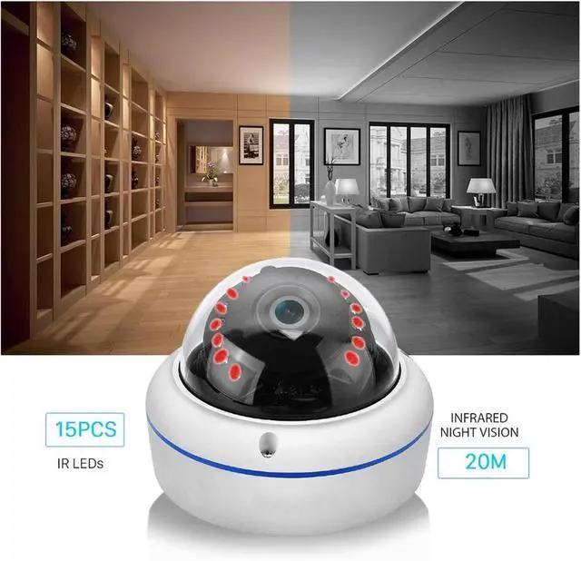 Alt view image 2 of 6 - 5MP WiFi Wireless Audio Home Security Night Version IP Camera 1080P Camera Vandal-Proof 128G TFCard Outdoor Dome Camera(UK Plug_1080P with 128G Card)