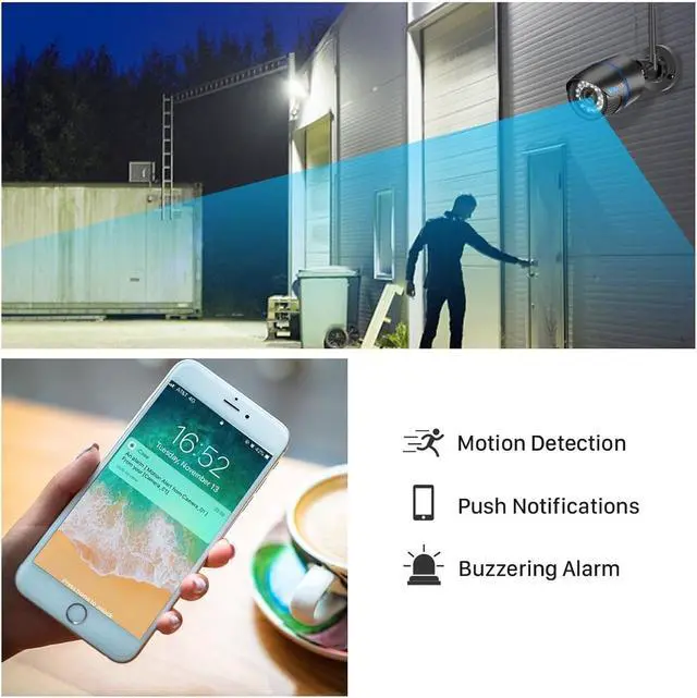 Alt view image 4 of 6 - 5MP WiFi Wireless Audio Home Security Night Version IP Camera 1080P Camera Vandal-Proof 128G TFCard Outdoor Dome Camera(UK Plug_1080P with 128G Card)