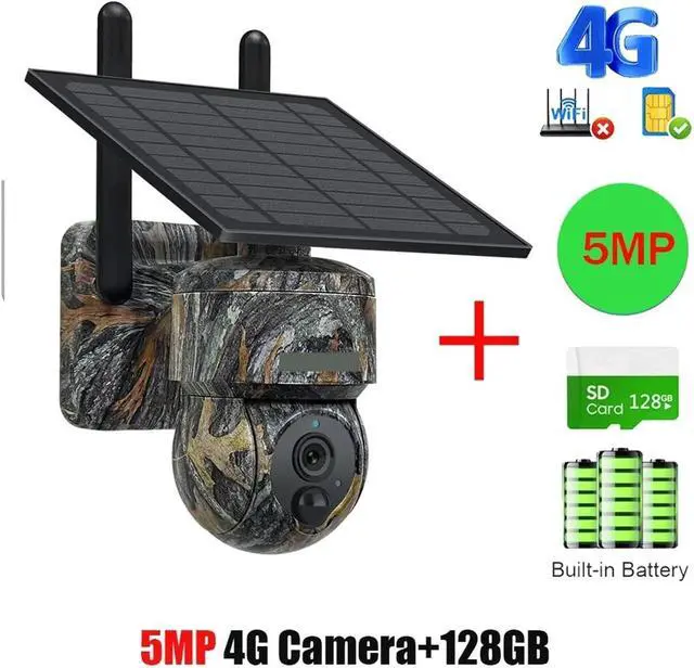 Alt view image 2 of 7 - 5MP 4G / WiFi Solar Security Camera Outdoor Solar Monitor Camera Night Vision Color Camera PIR Detection Cam(5MP 4G 128GB)
