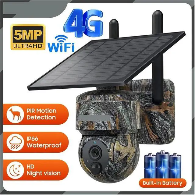 Alt view image 3 of 7 - 5MP 4G / WiFi Solar Security Camera Outdoor Solar Monitor Camera Night Vision Color Camera PIR Detection Cam(5MP 4G 128GB)