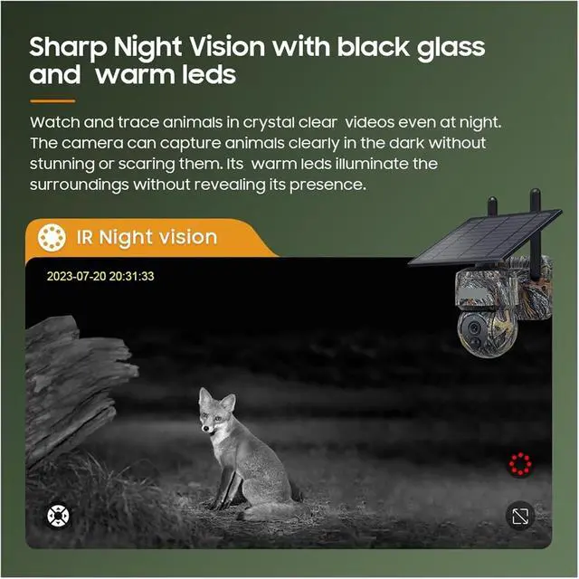 Alt view image 6 of 7 - 5MP 4G / WiFi Solar Security Camera Outdoor Solar Monitor Camera Night Vision Color Camera PIR Detection Cam(5MP 4G 128GB)